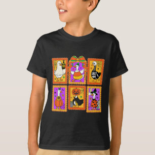 Spooky Halloween Goose Costume Colour Block Funny T-Shirt