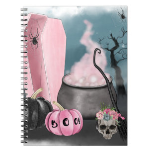 Spooky Halloween Grave Yard and Spider Webs Plann Notebook