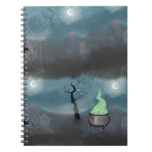 Spooky Halloween Grave Yard and Spider Webs Wrapp Notebook