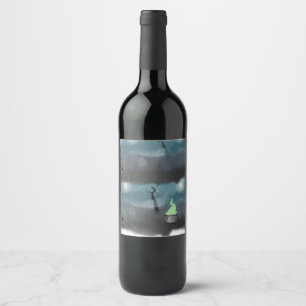 Spooky Halloween Grave Yard and Spider Webs Wrapp Wine Label