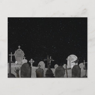 Spooky Halloween Graveyard Background Holiday Postcard