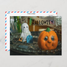 Spooky Halloween Greetings - Ghostly Charm and Pum