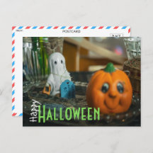 Spooky Halloween Greetings - Ghostly Charm and Pum