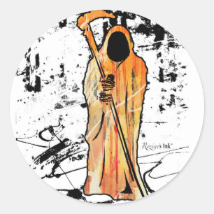 Spooky Halloween Grim Reaper of Death Classic Round Sticker