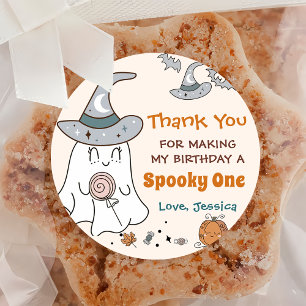 Spooky Halloween Groovy Cute Birthday Party  Classic Round Sticker