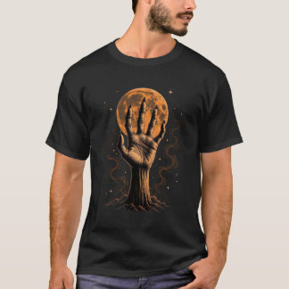 Spooky Halloween Hand Black Orange Vintage Horror T-Shirt