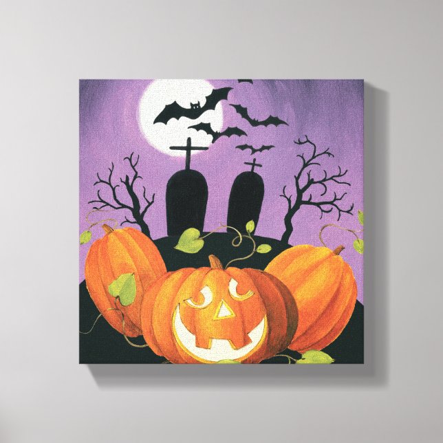 Spooky Halloween Haunted House Canvas Print (Front)