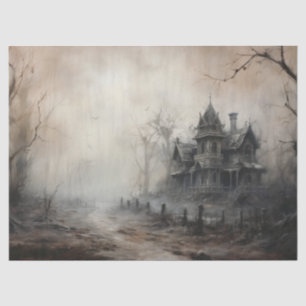 Spooky Halloween Haunted House for Decoupage Tissue Paper