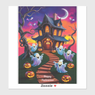 Spooky Halloween Haunted House Illustration