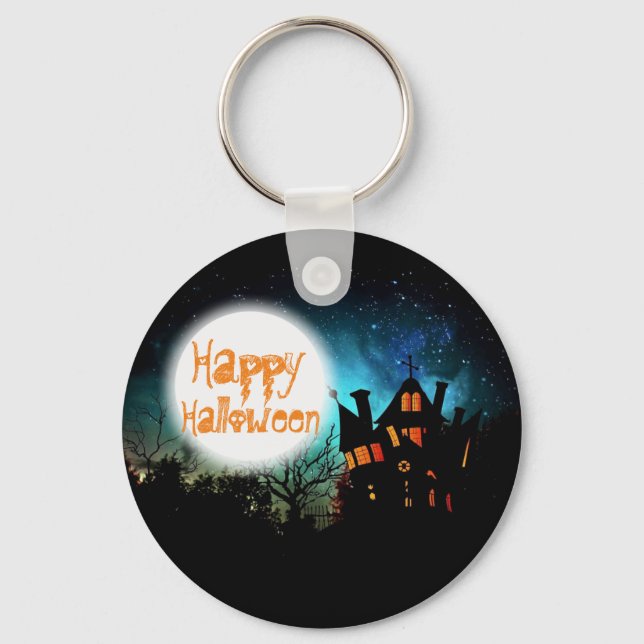 Spooky Halloween Haunted House Key Ring (Front)