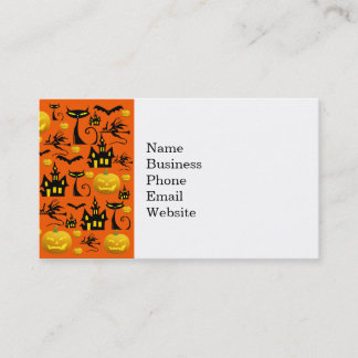 Spooky Halloween Haunted House with Bats Black Cat Business Card