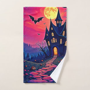Spooky Halloween Haunted Mansion Art Bath Towel Set