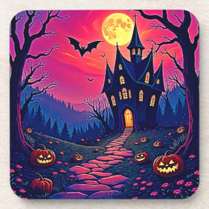 Spooky Halloween Haunted Mansion Art Coaster