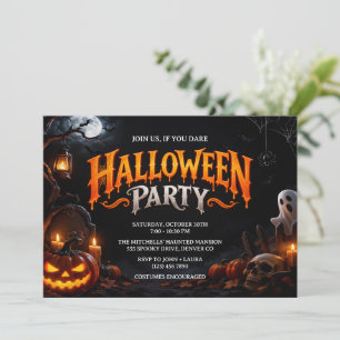 Spooky Halloween Haunted Mansion & Glowing Invitation