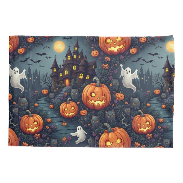 Spooky Halloween Haunted Night Pillow Cover (Back)