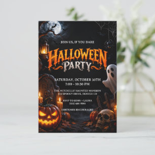 Spooky Halloween Haunted Night & Pumpkin Invitation