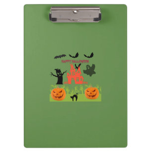 Spooky Halloween Haunted Silhouette Dark Forest Clipboard