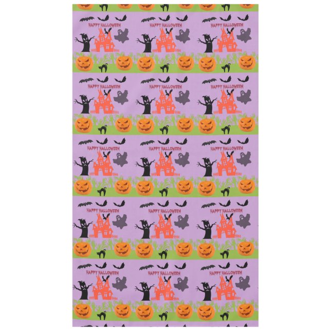 Spooky Halloween Haunted Silhouette Lilac Glow Tablecloth (Front)