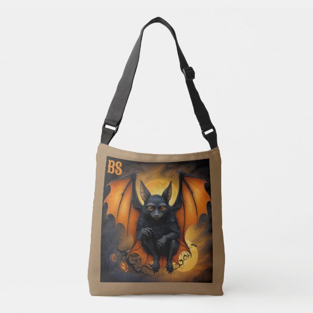 Spooky Halloween horror bat in Disguise Crossbody Bag (Front)
