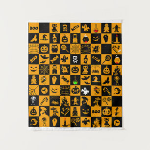 Spooky Halloween Icons Pattern Tapestry