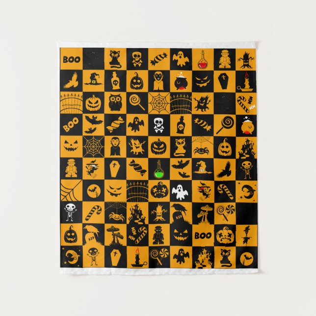 Spooky Halloween Icons Pattern Tapestry (Front)