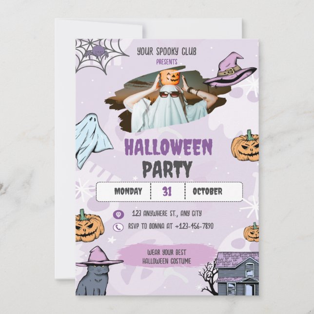 Spooky Halloween Invitation, Halloween Party  Invitation (Front)