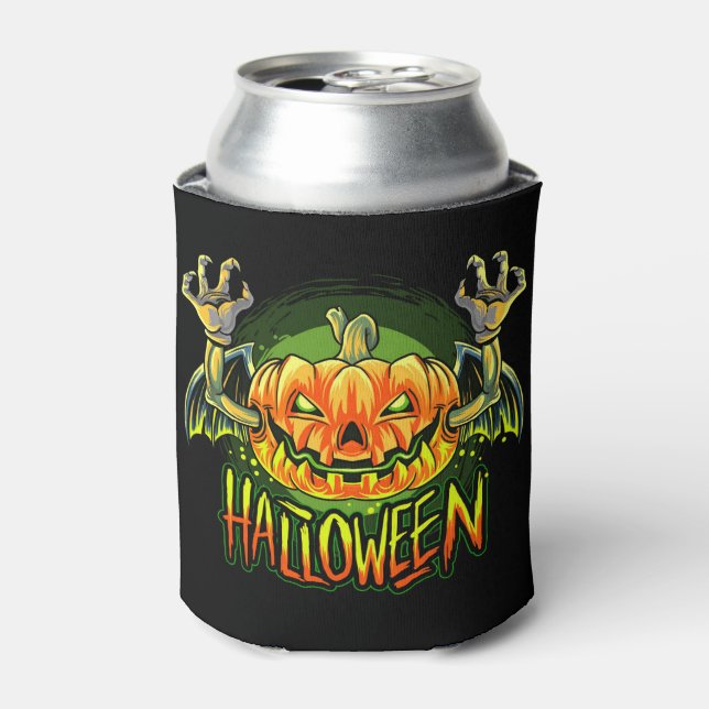 Spooky Halloween Jack-O-Lantern Can Cooler (Can Front)