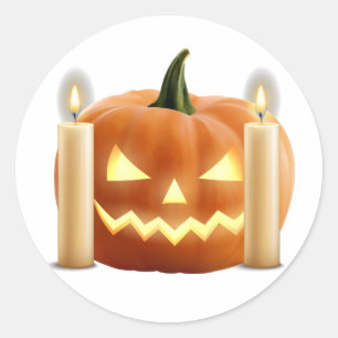 Spooky Halloween Jack O Lantern Pumpkin Candles Classic Round Sticker