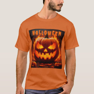 Spooky Halloween Jack-O'-Lantern with Flame T-Shirt