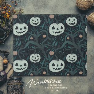 Spooky Halloween Jack-O'-Lanterns in Forest Wrapping Paper