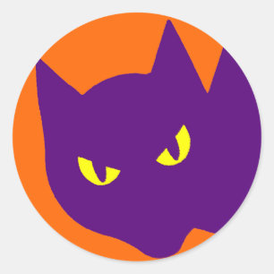 Spooky Halloween Kitty Cat Scary Evil Classic Round Sticker