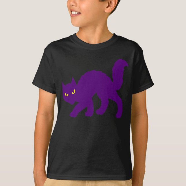Spooky Halloween Kitty Cat Scary Evil T-Shirt (Front)