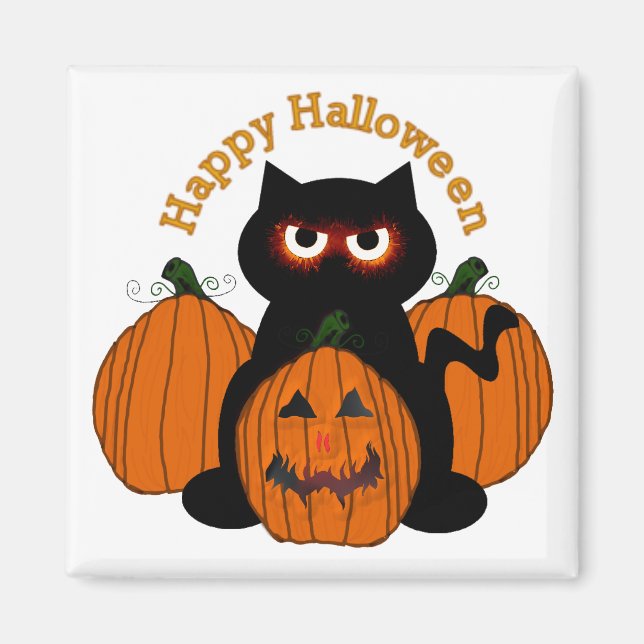 Spooky Halloween Kitty Magnet (Front)