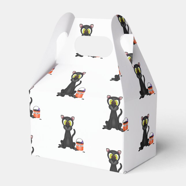 Spooky Halloween Leopard Black Cat Favour Box (Front Side)