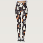 Spooky Halloween Little Ghosts Black Orange White Leggings<br><div class="desc">Prepare yourself for Halloween with these ghostly,  spooky but cute,  Halloween themed leggings. Covered with little orange and white ghosts,  these leggings will bring a little "spirit" to your Halloween style. Created by Simply Farmhouse Press.</div>