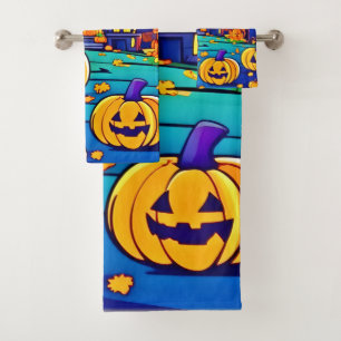 Spooky Halloween Mansion Artwork Bath Towel Set