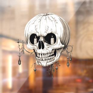 Spooky Halloween Melting Cranium With Bat Imagery