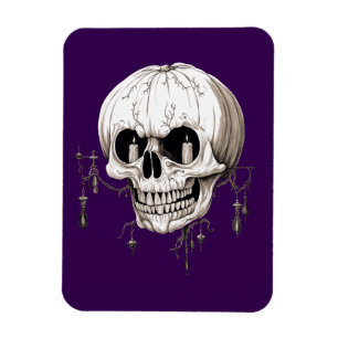Spooky Halloween Melting Cranium With Bat Imagery Magnet