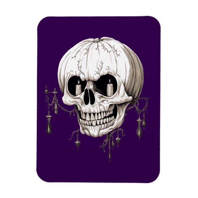 Spooky Halloween Melting Cranium With Bat Imagery  Magnet (Vertical)