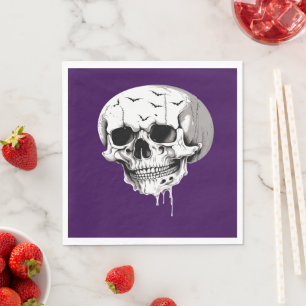 Spooky Halloween Melting Cranium With Bat Imagery Napkin