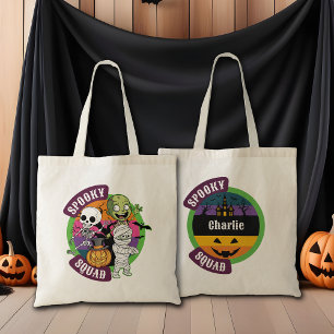 Spooky Halloween Monster Cartoon Trick or Treat Tote Bag