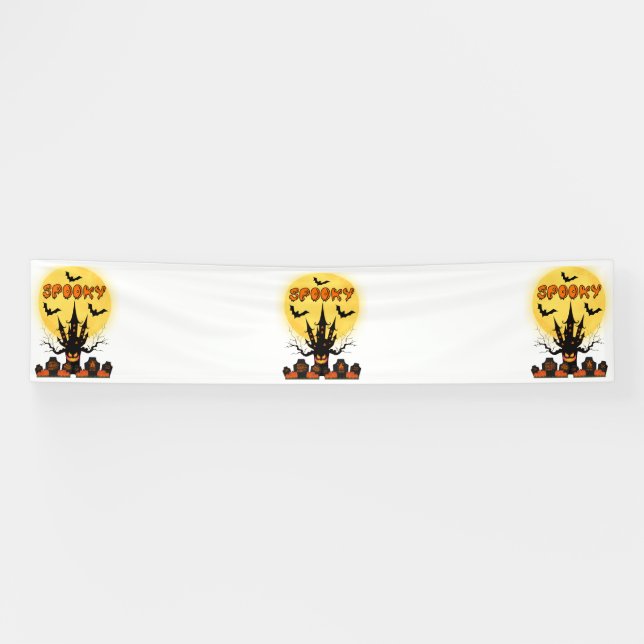 Spooky Halloween Moon 2.5x12 Vinyl Banner (Horizontal)