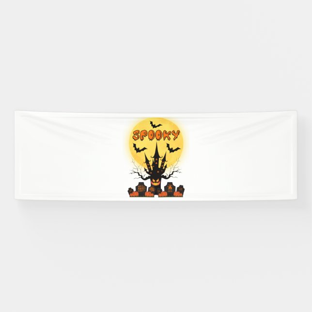 Spooky Halloween Moon 2.5x8 Vinyl Banner (Horizontal)