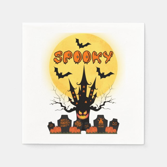 Spooky Halloween Moon 3 Ply Napkins (Front)