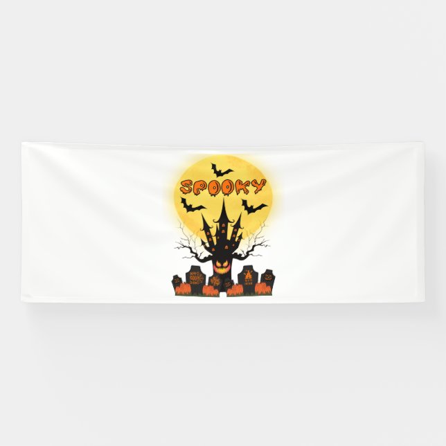 Spooky Halloween Moon 4x10 Vinyl Banner (Horizontal)