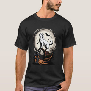 Spooky Halloween Moon Golden Retriever GR Dog Gold T-Shirt