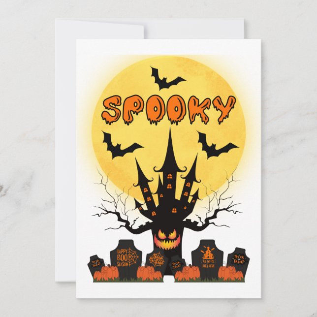 Spooky Halloween Moon Invitation (Front)