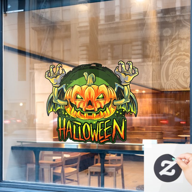 Spooky Halloween Neon Bat Pumpkin (Cafe Window)