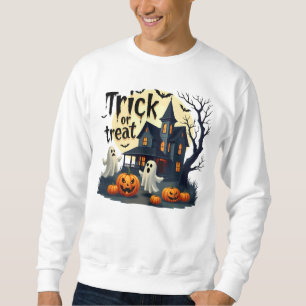 Spooky Halloween night at the haunted house scene Sweatshirt