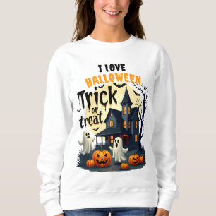 Spooky Halloween night at the haunted house scene Sweatshirt